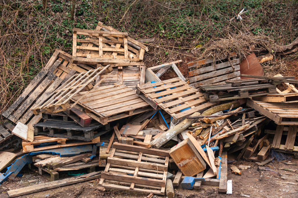 pile of broken pallets